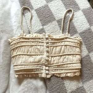 Urban Outfitters Cream Ruched Crop Top